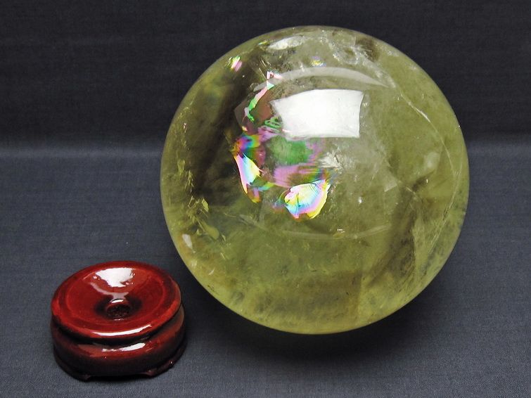 2.3Kg シトリン 丸玉 虹入り 120mm シトリンクォーツ スフィア 一点物 161-857