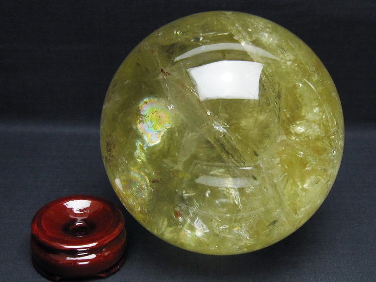 3Kg シトリン 丸玉 虹入り 130mm シトリンクォーツ スフィア 一点物 161-858