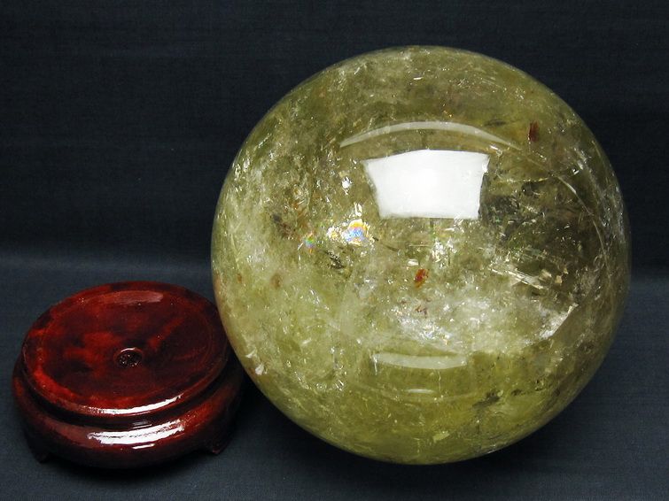 4.9Kg シトリン 丸玉 虹入り 155mm シトリンクォーツ スフィア 一点物 161-879