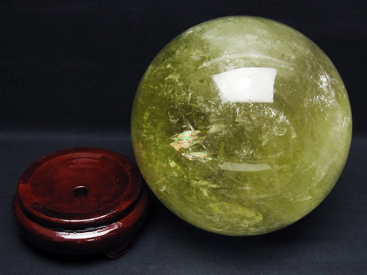3.9Kg シトリン 丸玉 虹入り 145mm シトリンクォーツ スフィア 一点物 161-881