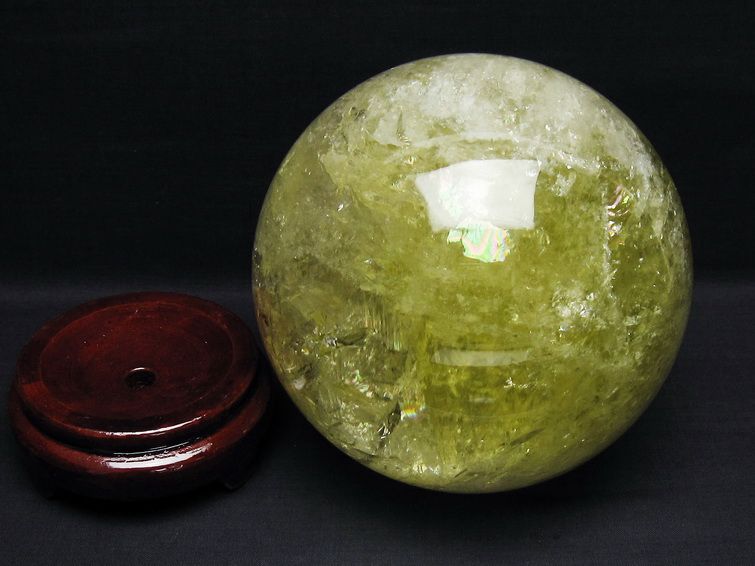 3.8Kg シトリン 丸玉 虹入り 143mm シトリンクォーツ スフィア 一点物 161-882