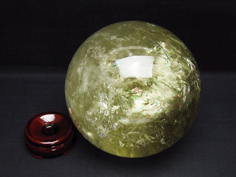 3.3Kg シトリン 丸玉 虹入り 135mm シトリンクォーツ スフィア 一点物 161-883