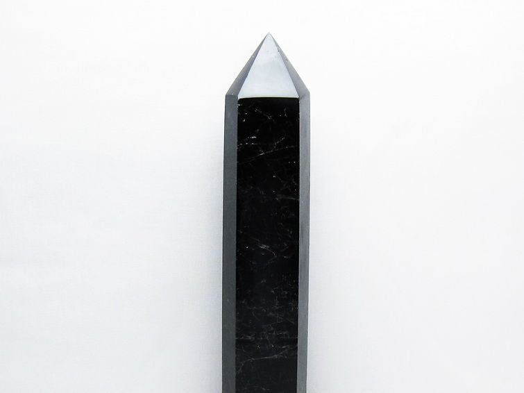 2.4Kg モリオン 黒水晶 六角柱 台座付属 一点物 162-399