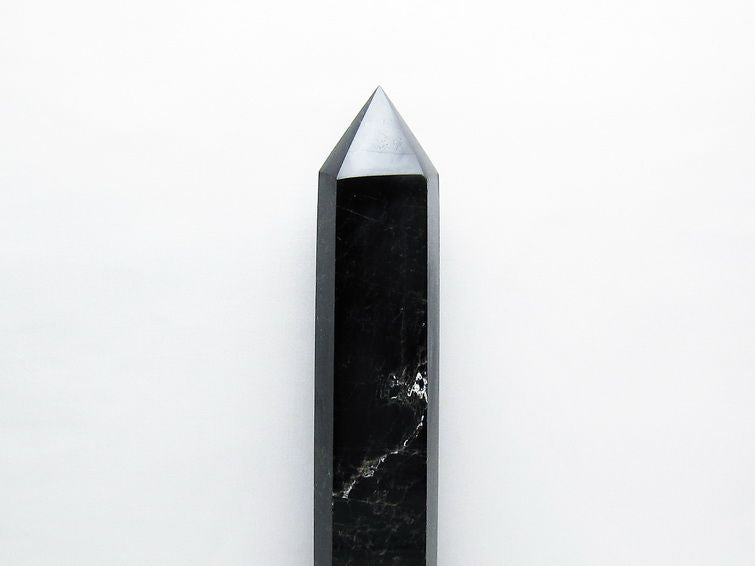 2.4Kg モリオン 黒水晶 六角柱 台座付属 一点物 162-399