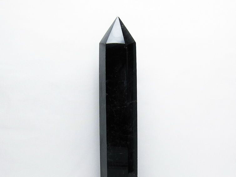 2.3Kg モリオン 黒水晶 六角柱 台座付属 一点物 162-401