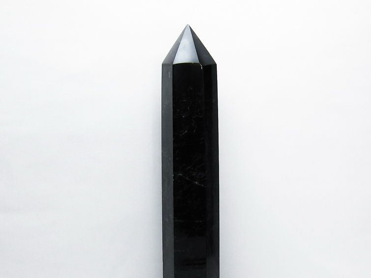 2.3Kg モリオン 黒水晶 六角柱 台座付属 一点物 162-401