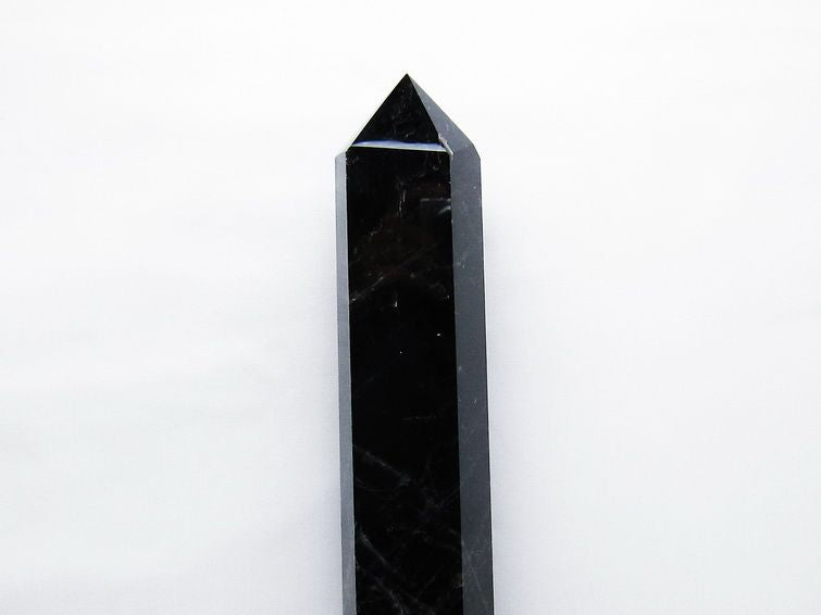 3.4Kg モリオン 黒水晶 六角柱 台座付属 一点物 162-437