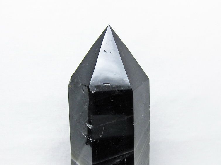 2.1Kg モリオン 六角柱 黒水晶 ポイント 置物 一点物 台座付属 162-442