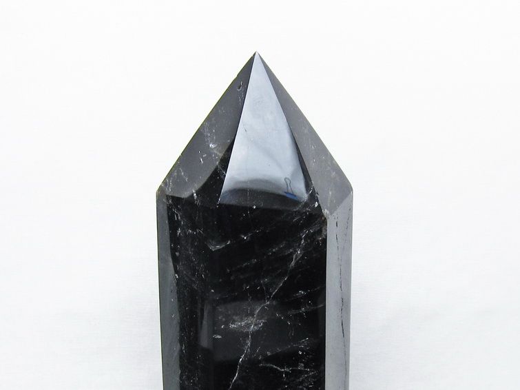 2.4Kg モリオン 六角柱 黒水晶 ポイント 置物 一点物 台座付属 162-443