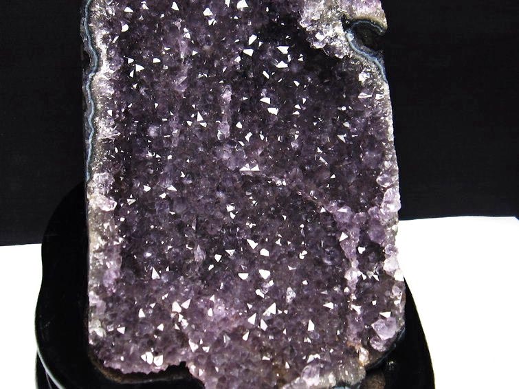 1.4Kg アメジスト 原石 クラスター ウルグアイ産 アメシスト 紫水晶 置物 台座付属 花型 一点物 182-5929