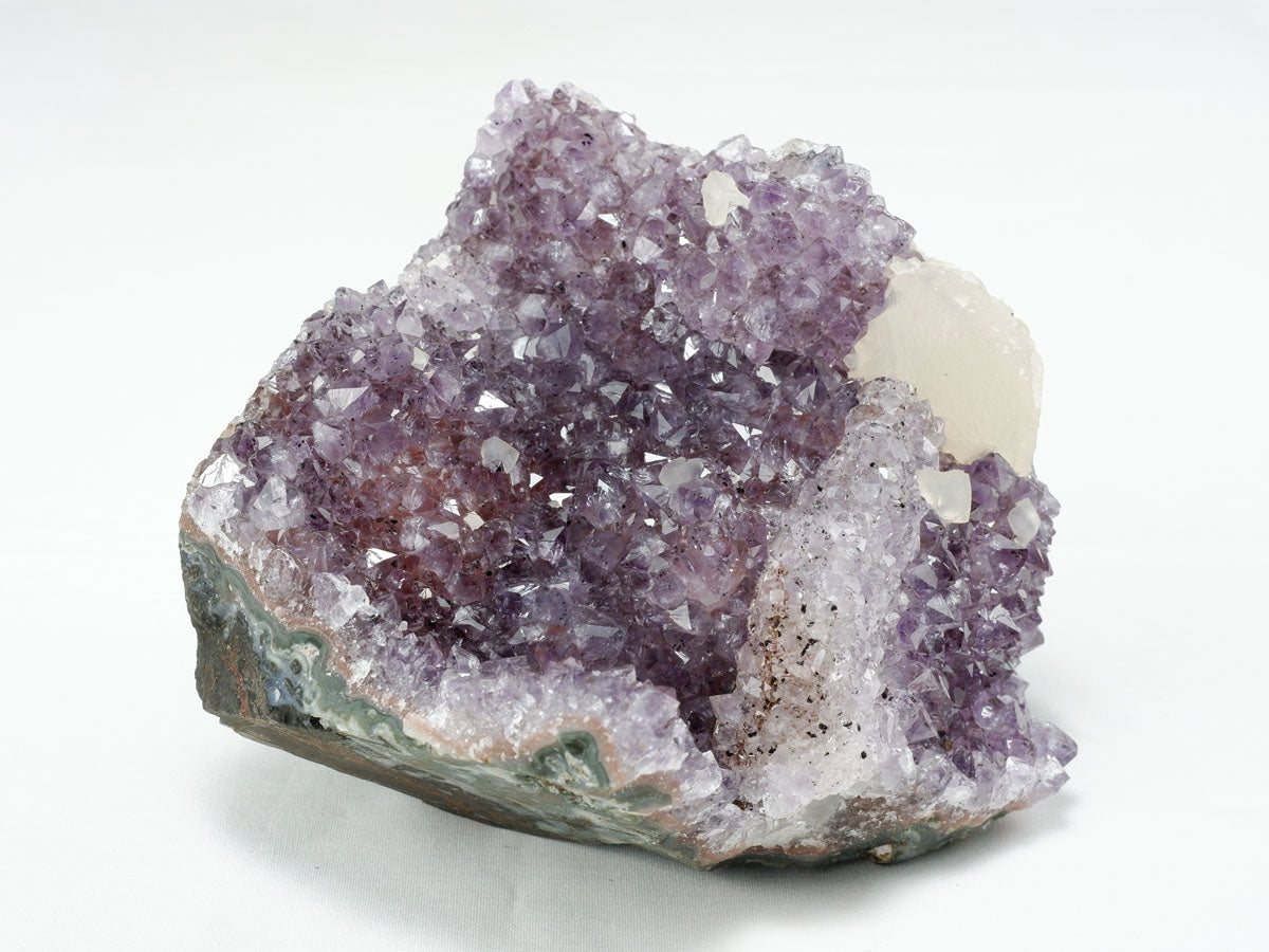 アメジスト クラスター ウルグアイ産 アメジスト 原石 置物 amethyst アメシスト 台座付属 カルサイト付き 花型 一点物 182-6224