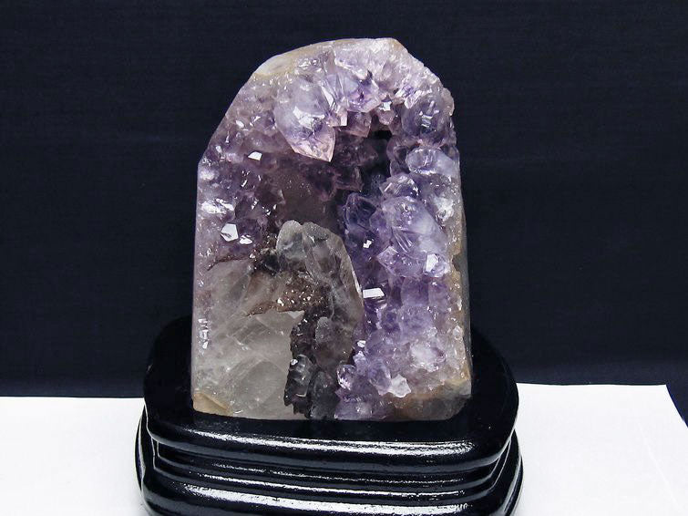 1.5Kg アメジスト クラスター ウルグアイ産 アメジスト 原石 amethyst 台座付属 カルサイト付き 一点物 182-7001