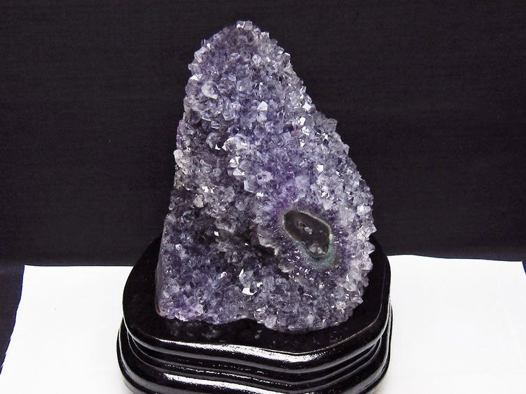 1.3Kg アメジスト クラスター ウルグアイ産 アメジスト 原石 amethyst 台座付属 花型 一点物 182-7125