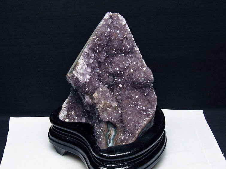 1.4Kg アメジスト クラスター ウルグアイ産 アメジスト 原石 amethyst 台座付属 花型 一点物 182-7134