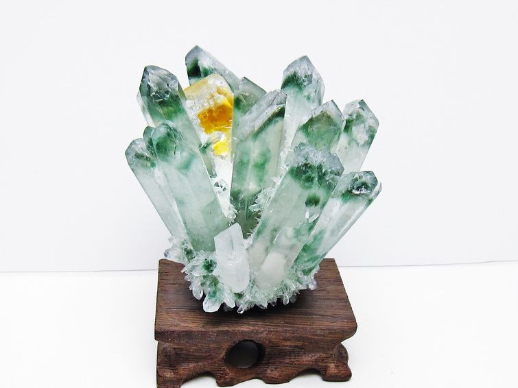 緑水晶 クラスター 原石 置物 台座付属 一点物 182-7343