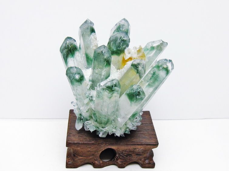 緑水晶 クラスター 原石 置物 台座付属 一点物 182-7347