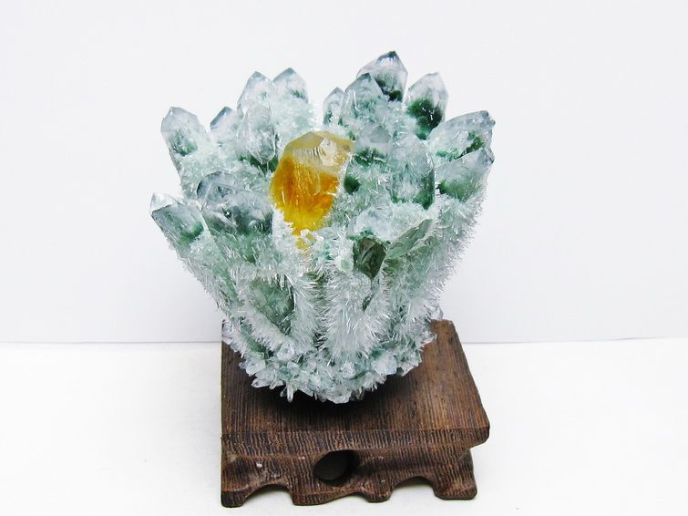 緑水晶 クラスター 原石 置物 台座付属 一点物 182-7350
