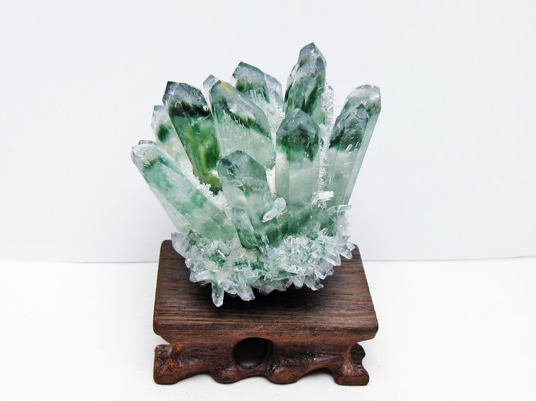 緑水晶 クラスター 原石 置物 台座付属 一点物 182-7359