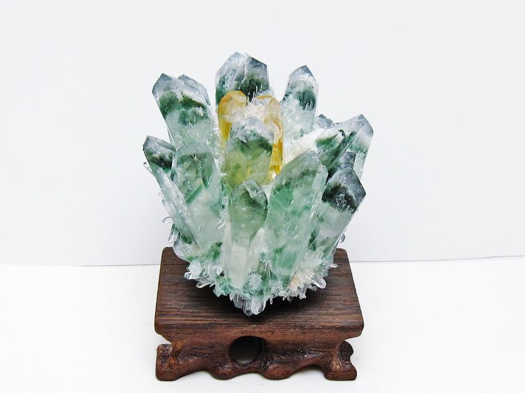 緑水晶 クラスター 原石 台座付属 一点物 182-7363