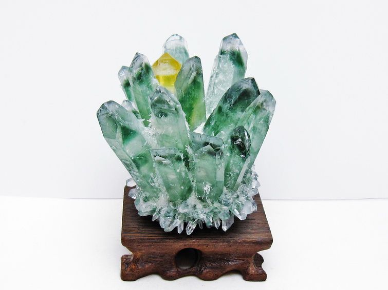 緑水晶 クラスター 原石 台座付属 一点物 182-7365