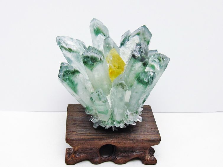 緑水晶 クラスター 原石 台座付属 一点物 182-7371