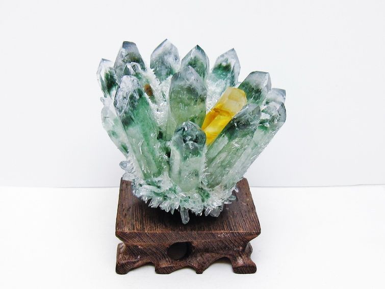 緑水晶 クラスター 原石 台座付属 一点物 182-7376