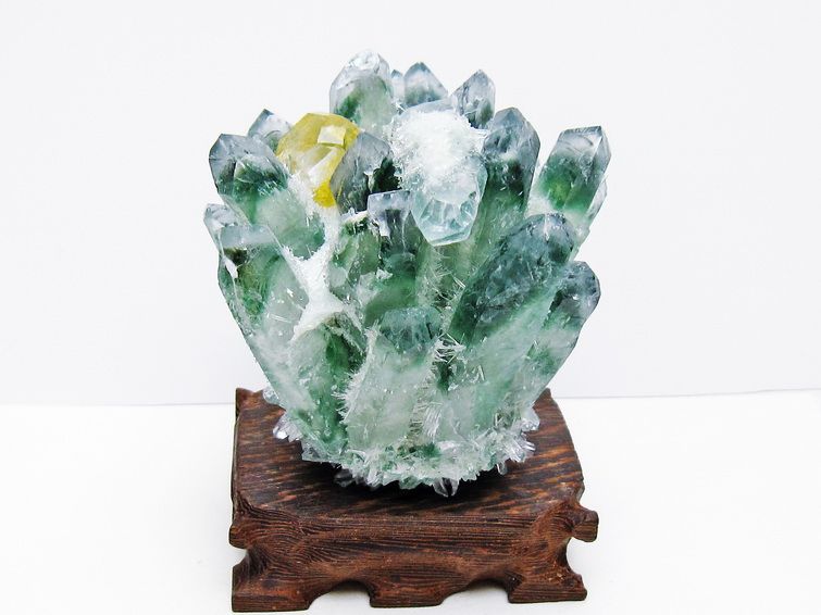 緑水晶 クラスター 原石 台座付属 一点物 182-7378