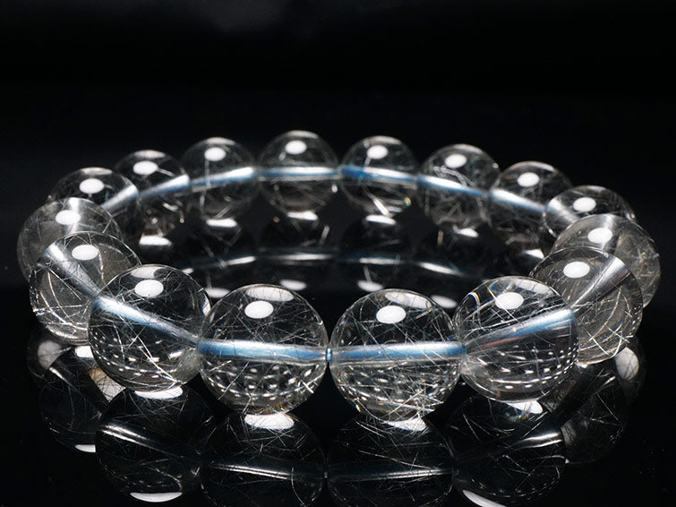 ブルー ルチルクォーツ ブレスレット 13mm 一点物 211-1906