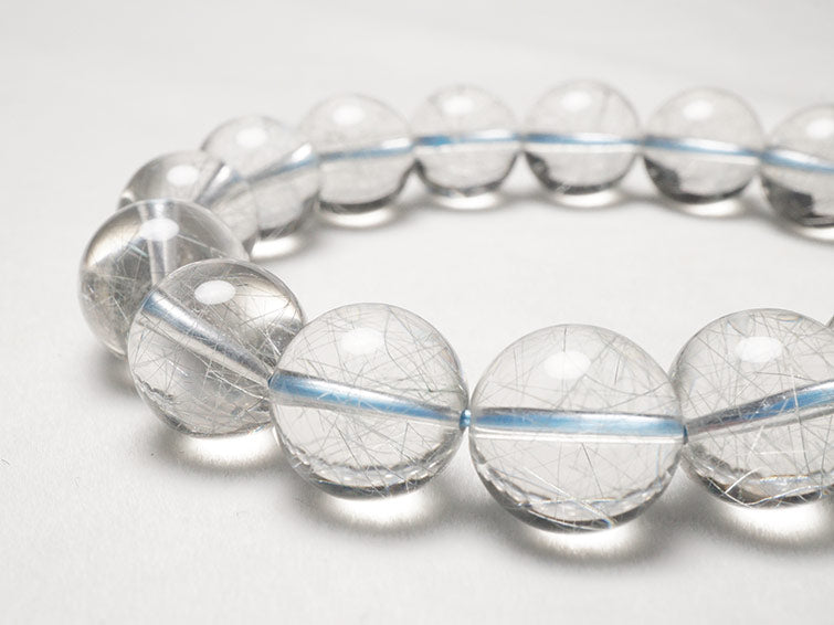 ブルー ルチルクォーツ ブレスレット 13mm 一点物 211-1906