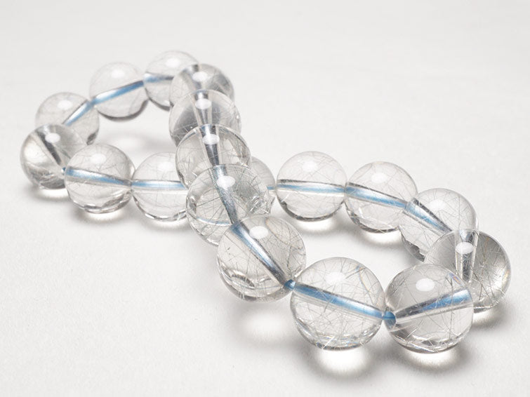 ブルー ルチルクォーツ ブレスレット 12mm 一点物 211-1909