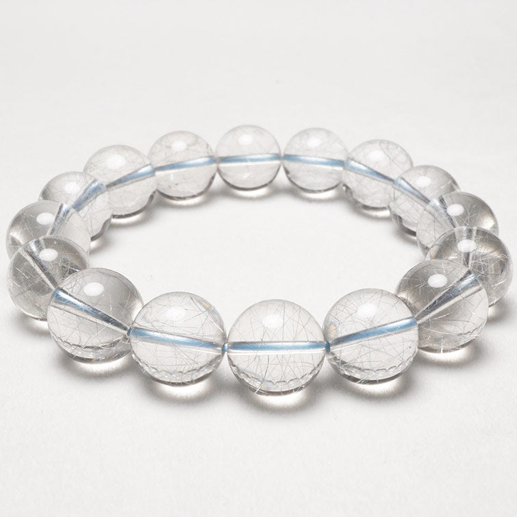 ブルー ルチルクォーツ ブレスレット 13mm 一点物 211-1910