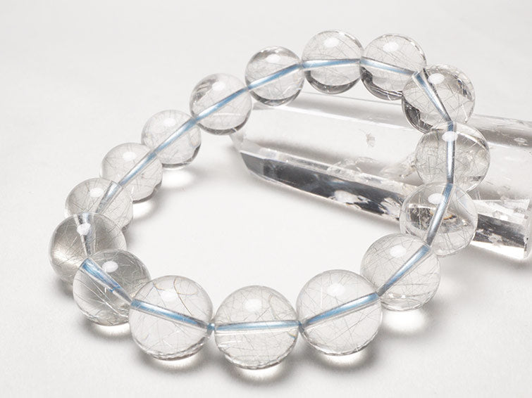 ブルー ルチルクォーツ ブレスレット 13mm 一点物 211-1910