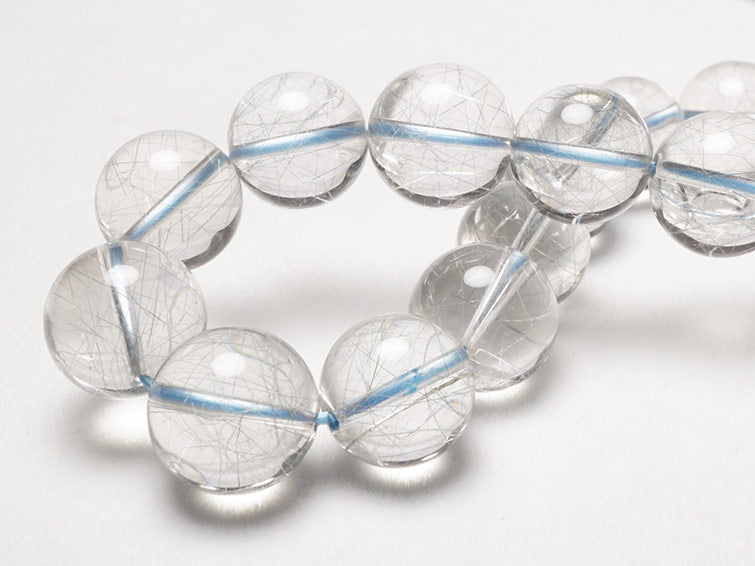 ブルー ルチルクォーツ ブレスレット 13mm 一点物 211-1910