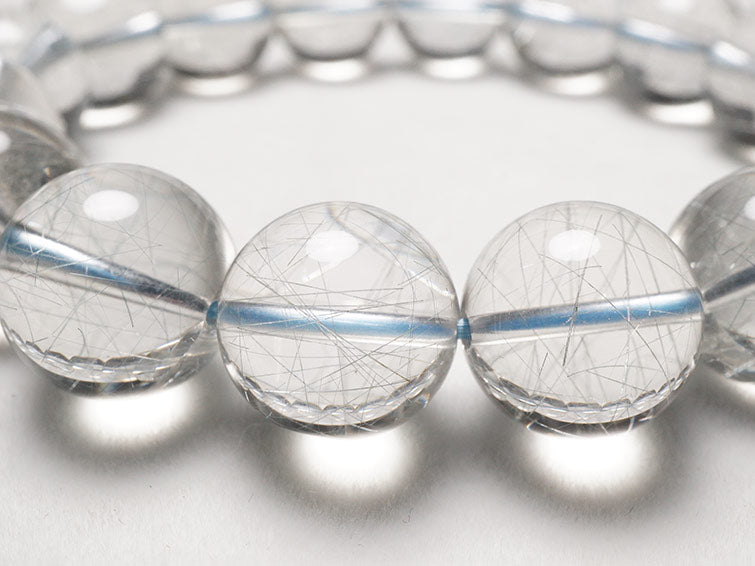 ブルー ルチルクォーツ ブレスレット 13mm 一点物 211-1910