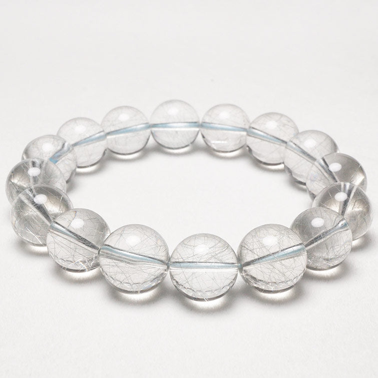 ブルー ルチルクォーツ ブレスレット 13mm 一点物 211-1912