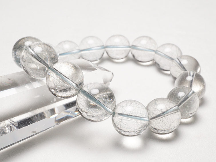ブルー ルチルクォーツ ブレスレット 13mm 一点物 211-1912