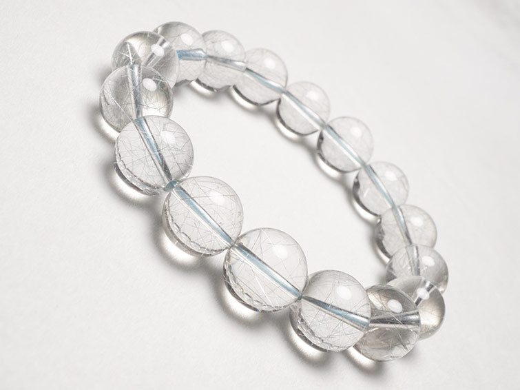 ブルー ルチルクォーツ ブレスレット 13mm 一点物 211-1912