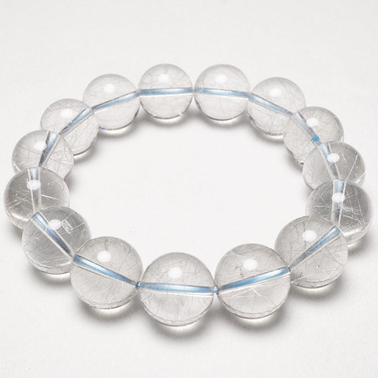 ブルー ルチルクォーツ ブレスレット 13mm 一点物 211-1914