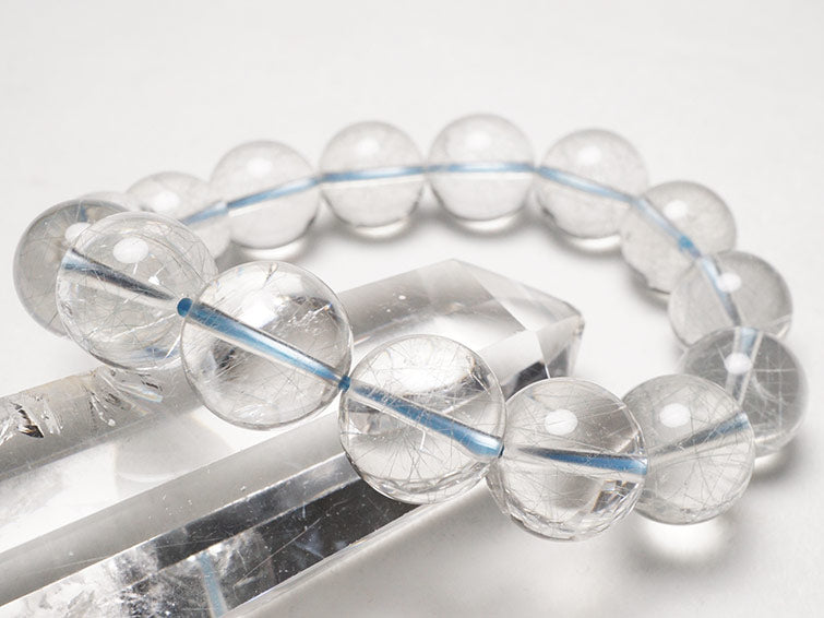 ブルー ルチルクォーツ ブレスレット 13mm 一点物 211-1914
