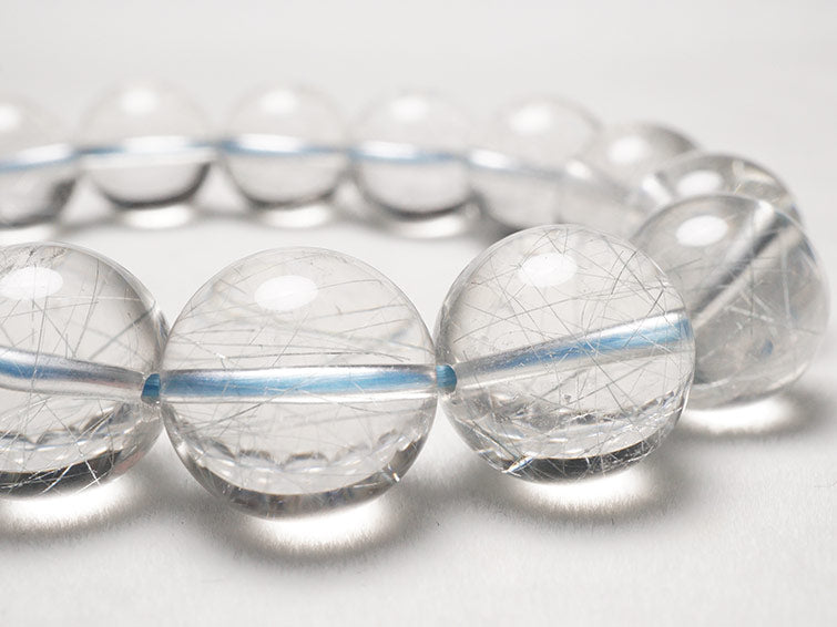 ブルー ルチルクォーツ ブレスレット 13mm 一点物 211-1914