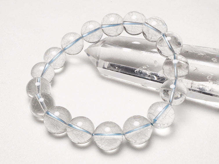 ブルー ルチルクォーツ ブレスレット 12mm 一点物 211-1918