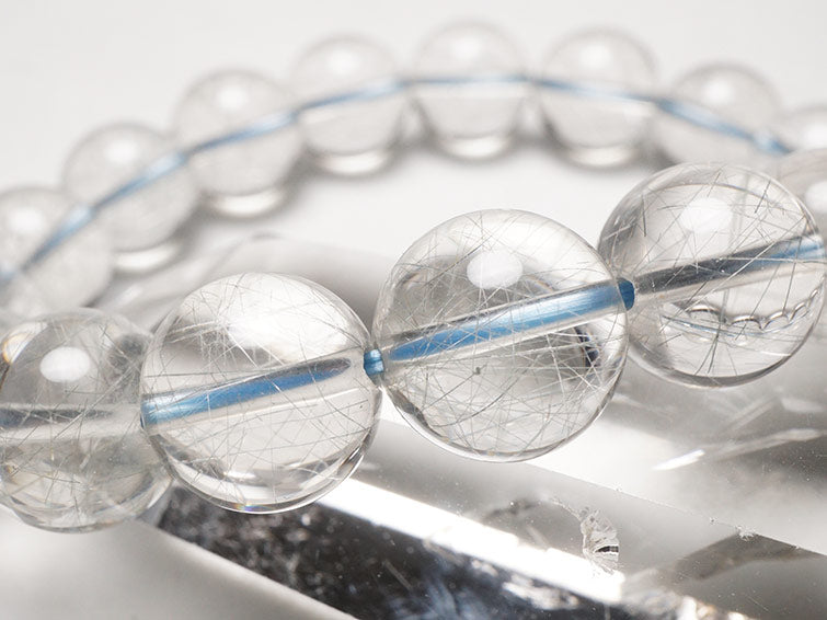 ブルー ルチルクォーツ ブレスレット 12mm 一点物 211-1918