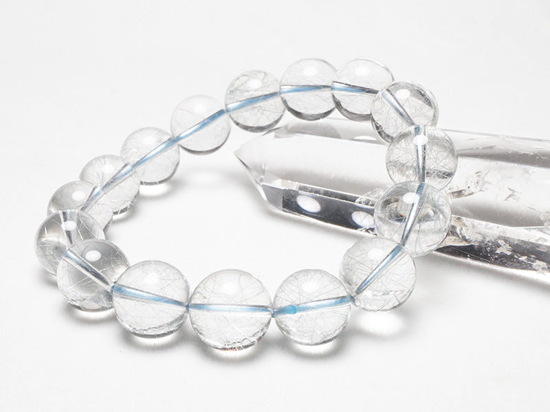 ブルー ルチルクォーツ ブレスレット 13mm 一点物 211-1920