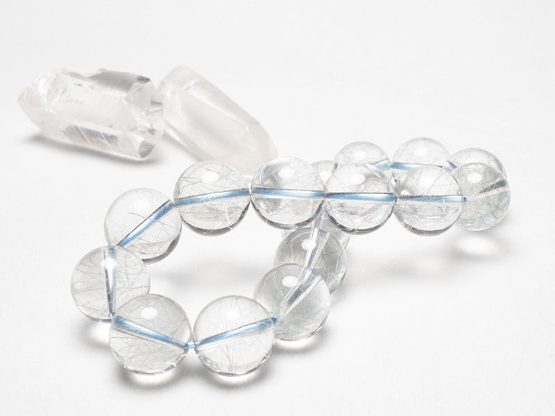 ブルー ルチルクォーツ ブレスレット 13mm 一点物 211-1920