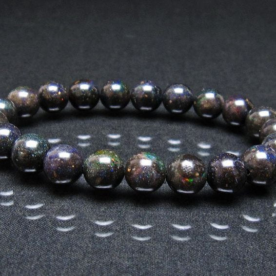 ブラックオパール ブレスレット 10mm 一点物 111-37889