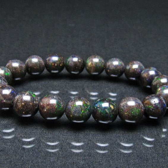 ブラックオパール ブレスレット 10mm 一点物 111-37910