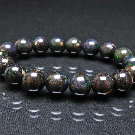 ブラックオパール ブレスレット 11mm 一点物 111-37923
