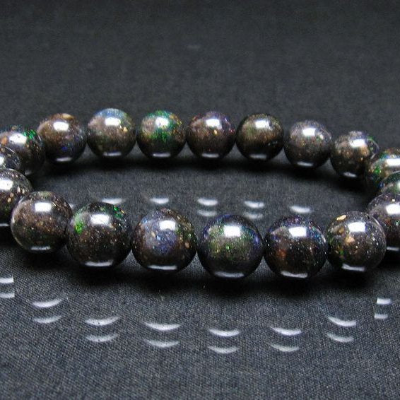 ブラックオパール ブレスレット 11mm 一点物 111-37956