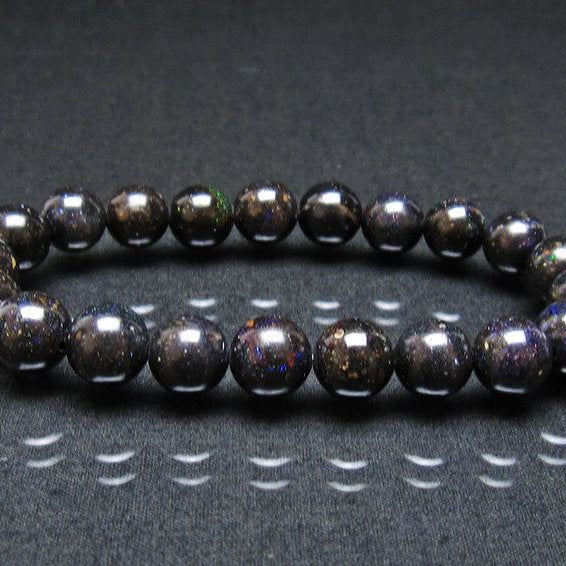 ブラックオパール ブレスレット 10mm 一点物 111-37965
