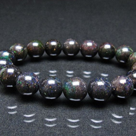 ブラックオパール ブレスレット 12mm 一点物 111-38000